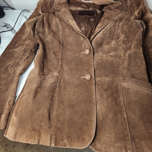 BROWN SUEDE FAUX SUEDE JACKET WOMENS SIZE SMALL - Picture 13 of 16
